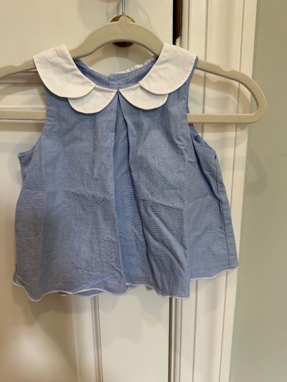 Jacadi Paris Baby Girl Blue Double Collar Blouse 18M 81cm
